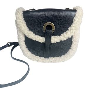 UGG Heritage Leather Sheepskin Mini Crossbody Bag Black
